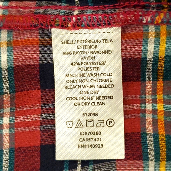 Loft Burgundy Plaid Flutter Sleeve Top - Picture 4 of 6